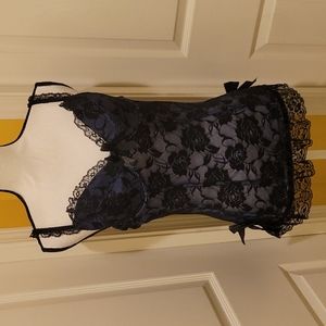 BEAUTIFUL BLUE BLACK LACE BABYDOLL, SIZE XL, NWOT